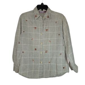 PREMIER INTERNATIONAL Grandmacore Green Gingham Check Embroidered Flowers Medium